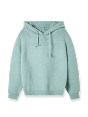 製品画像
ウール混紡フード付きニットセーター全体図。シンプルなフードデザインと厚みのある5ゲージ編みが特徴で、起毛加工により柔らかな肌触りを実現した中厚ニットセーター。ブルー、コーヒー、グレー、グリーンの4色展開。
詳細画像
裾のリブ編みデザイン、袖口の耐久性強化ディテール、フードのドローストリング仕様、起毛加工が施された高品質なウール混紡素材、5ゲージ9本取り編みの質感特写。