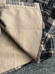 製品画像
「ヴィンテージ感あふれるクラシックなアメカジハードボイルドスタイルを再現した長袖チェックシャツ全体画像。100%コットン素材と立体的なシルエットが特徴。」
詳細画像
「高密度織りのチェック柄生地と胸ポケットのディテールをクローズアップ。ヴィンテージ調の配色とシャツの質感が際立つ画像。」