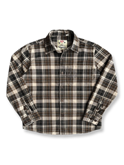 製品画像
「ヴィンテージ感あふれるクラシックなアメカジハードボイルドスタイルを再現した長袖チェックシャツ全体画像。100%コットン素材と立体的なシルエットが特徴。」
詳細画像
「高密度織りのチェック柄生地と胸ポケットのディテールをクローズアップ。ヴィンテージ調の配色とシャツの質感が際立つ画像。」