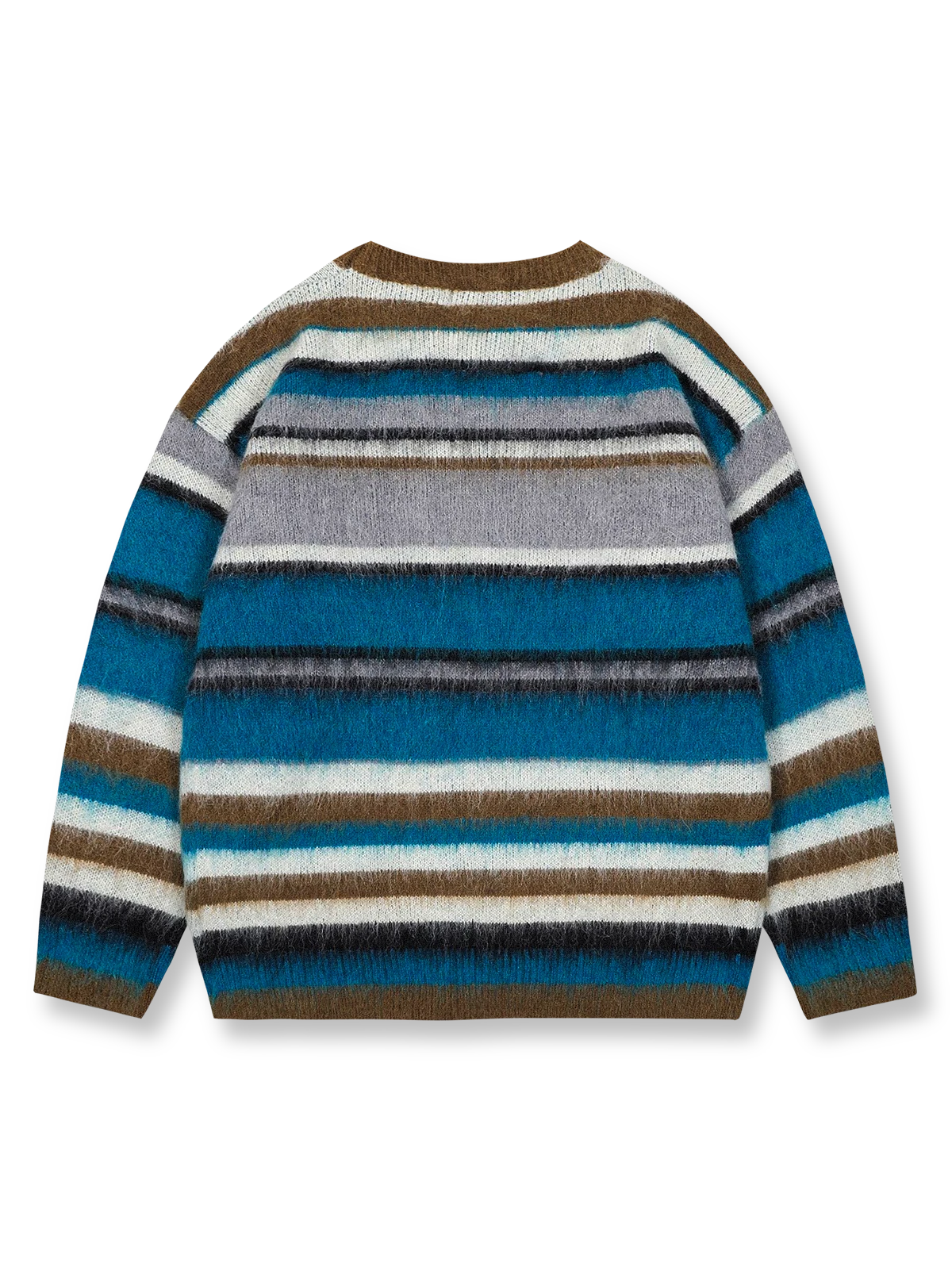 製品画像
「レトロなパッチワークデザインとストライプが特徴のアルファベット刺繍入りクルーネックセーター全体写真。ウール混紡素材で柔らかく保温性に優れた秋冬の定番アイテム。」
詳細画像
「丁寧なアルファベット刺繍とパッチワークストライプのディテールを強調したセーターの詳細写真。ウール混紡素材の柔らかい質感とデザイン性が際立つアイテム。」