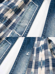 製品画像
デニムパッチワークとチェック柄を融合させた竹節編みコットン&リネン素材のはんてん全体イメージ。伝統的なはんてんデザインに現代的な要素を加え、軽やかで快適な着心地を提供。
詳細画像
デニムパッチワークとチェック柄素材のディテール。竹節編みコットン&リネン素材が通気性と軽さを実現し、視覚的な立体感を加えるデザイン。