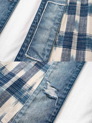 製品画像
デニムパッチワークとチェック柄を融合させた竹節編みコットン&リネン素材のはんてん全体イメージ。伝統的なはんてんデザインに現代的な要素を加え、軽やかで快適な着心地を提供。
詳細画像
デニムパッチワークとチェック柄素材のディテール。竹節編みコットン&リネン素材が通気性と軽さを実現し、視覚的な立体感を加えるデザイン。