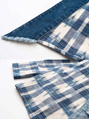 製品画像
デニムパッチワークとチェック柄を融合させた竹節編みコットン&リネン素材のはんてん全体イメージ。伝統的なはんてんデザインに現代的な要素を加え、軽やかで快適な着心地を提供。
詳細画像
デニムパッチワークとチェック柄素材のディテール。竹節編みコットン&リネン素材が通気性と軽さを実現し、視覚的な立体感を加えるデザイン。
