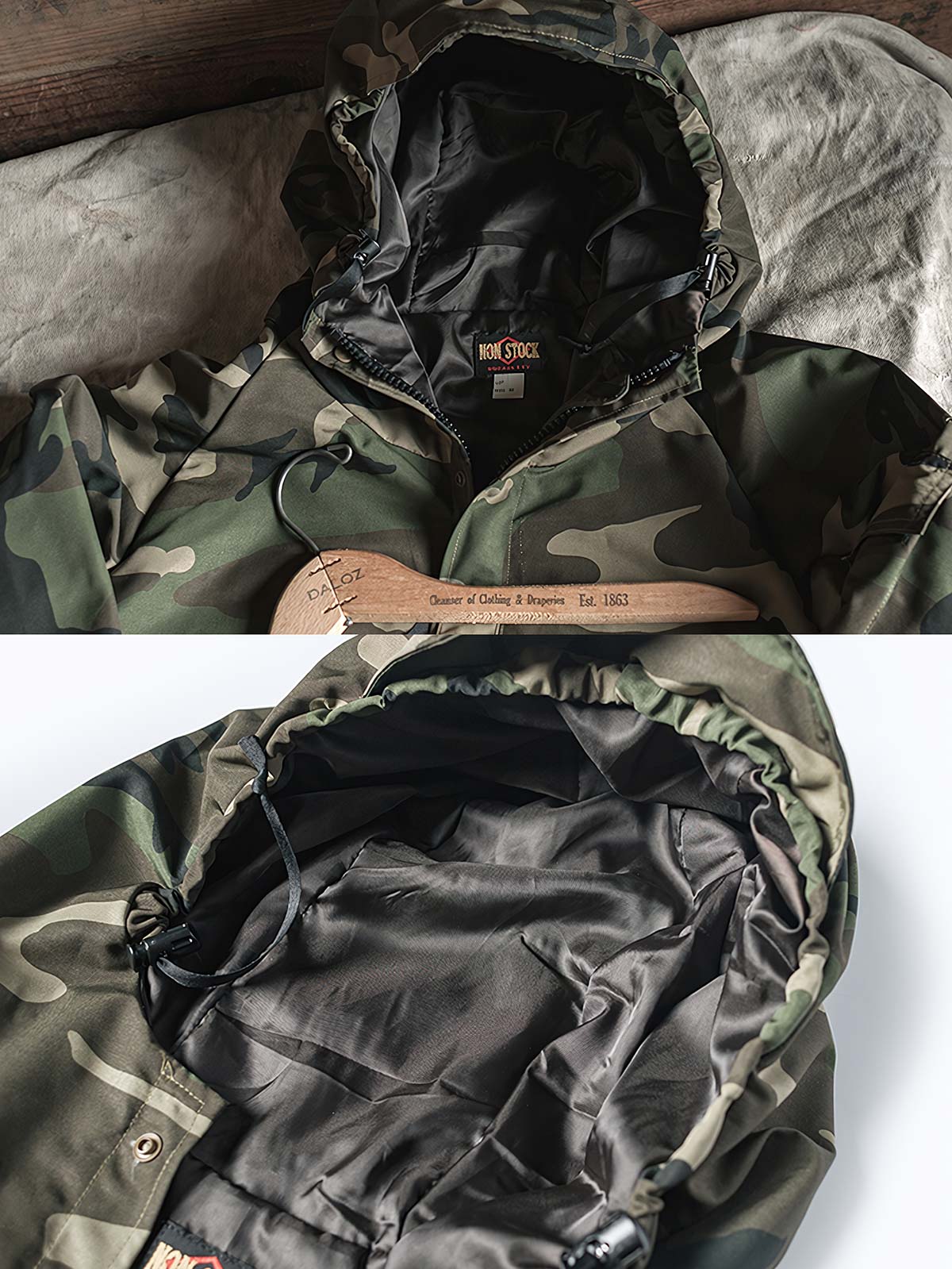 製品画像
多層構造型防寒服、迷彩柄防水ジャケット、ウッドランド迷彩柄、撥水加工、厚手ポリエステル素材、耐久性、アウトドアジャケット、寒冷地対応、風雨対応、耐久性の高い素材。
詳細画像
10号IDEALナイロンジッパー、大型ジッパー、カスタムナイロン製スナップボタン、防風性、耐久性、アウトドアジャケットのディテール、実用的なデザイン。