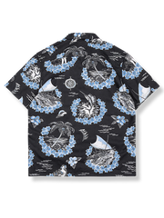 朱槿と島の美女柄 アロハシャツ