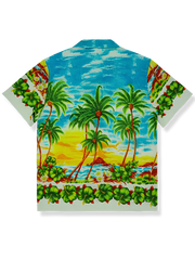 青と黄色 コントラスト アロハシャツ