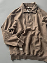 ウォッシュドハーフジップスウェット