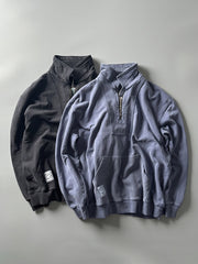 ウォッシュドハーフジップスウェット