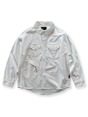 ルーズフィットのオックスフォードツイルワークシャツ全体図