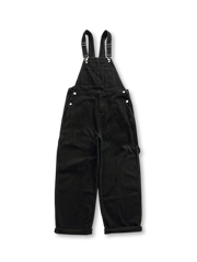 ダークブルーの厚手デニムにビンテージライクなユーズド加工を施したオーバーオール正面図