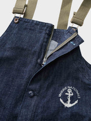 海軍 デニム デッキオーバーオール