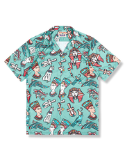 PLAME AUBE|碧緑色 エジプト アロハシャツ