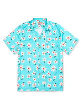 白花柄 空色アロハシャツ