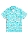 白花柄 空色アロハシャツ