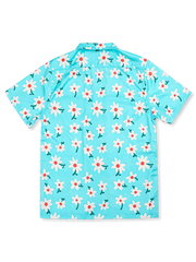白花柄 空色アロハシャツ