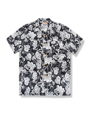 PLAME AUBE|白花柄 黒アロハシャツ