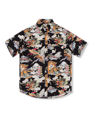 PLAME AUBE|中国風 東洋龍 黒アロハシャツ