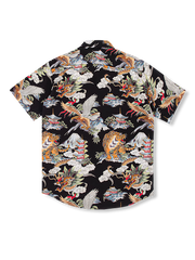 PLAME AUBE|中国風 東洋龍 黒アロハシャツ