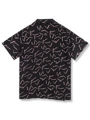 PLAME AUBE|タバコ柄 黒アロハシャツ
