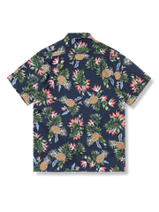 PLAME AUBE|パイナップル花柄 ネイビーアロハシャツ