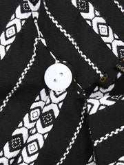 色織りトーテム ジャカード キューバカラーストライプ シャツ