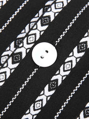 色織りトーテム ジャカード キューバカラーストライプ シャツ