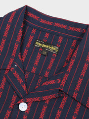 色織りトーテム ジャカード キューバカラーストライプ シャツ