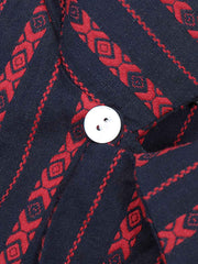 色織りトーテム ジャカード キューバカラーストライプ シャツ