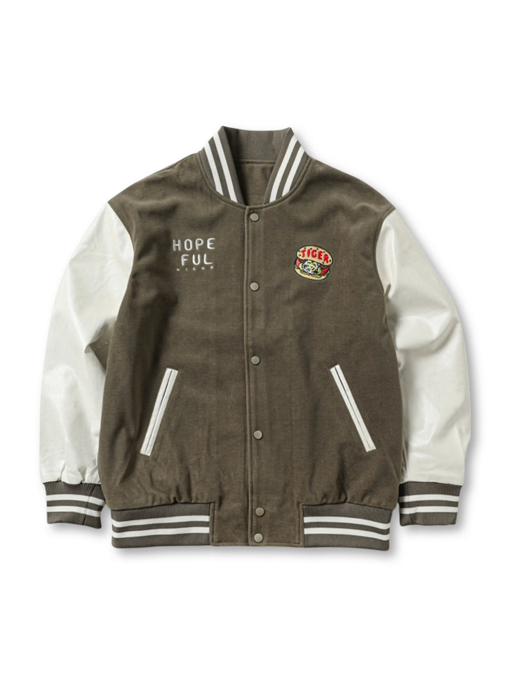 ヴィンテージ野球ジャケット、背面の毛糸刺繍デザイン