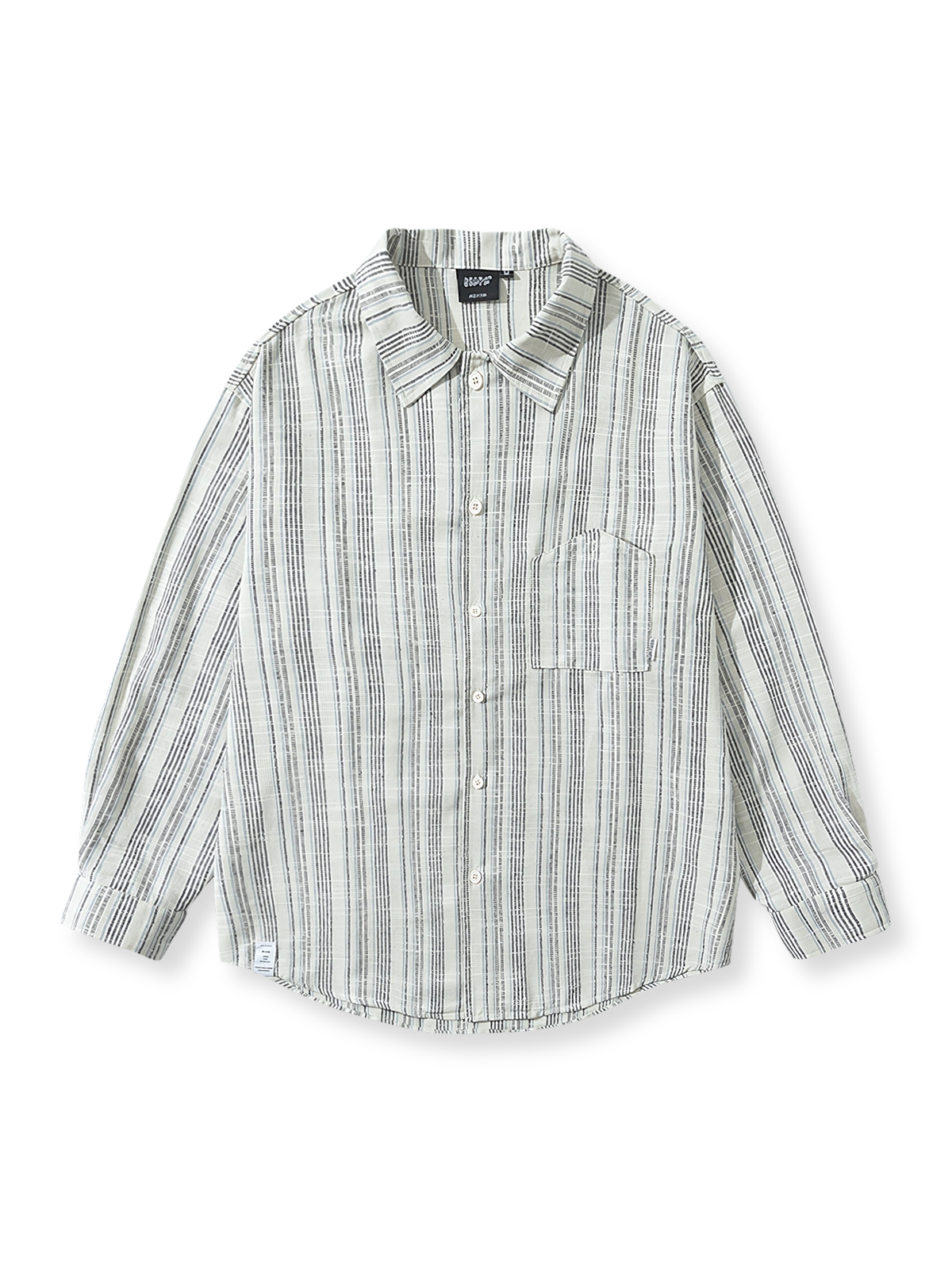 スラブストライプコットンシャツの全体展示