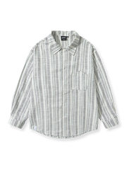 スラブストライプコットンシャツの全体展示