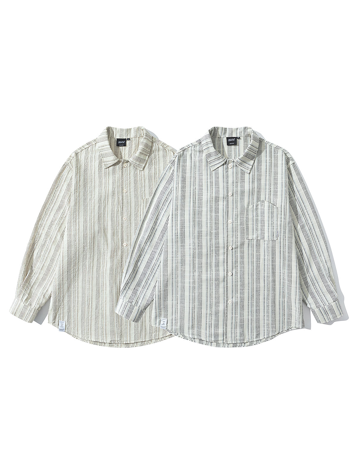 スラブストライプコットンシャツの全体展示