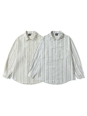 スラブストライプコットンシャツの全体展示