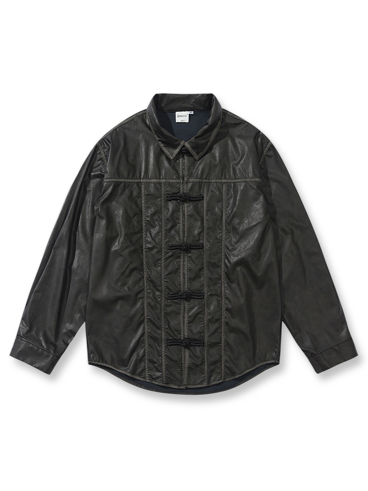 パンクボタンデザインPUレザーシャツ全体