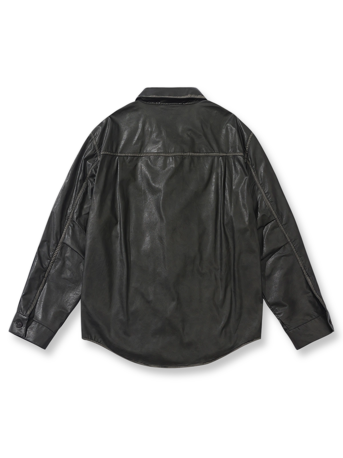 パンクボタンデザインPUレザーシャツ全体