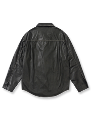 パンクボタンデザインPUレザーシャツ全体