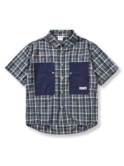 チェック柄カラーポケット半袖シャツ