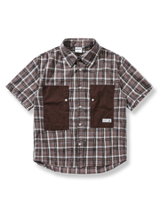 チェック柄カラーポケット半袖シャツ