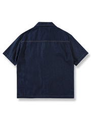 ウォッシュドデニム半袖シャツ