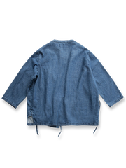 九分袖デニムはんてんジャケットの平置き画像