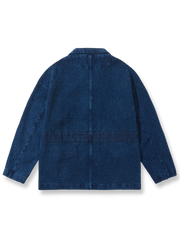 藍染剣道布とウォッシュ加工デニムのジャケットの平置き画像