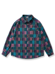 パッチワークヴィンテージチェックシャツの正面展示