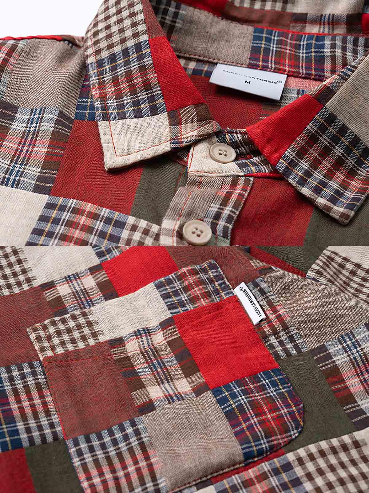 パッチワークヴィンテージチェックシャツの正面展示