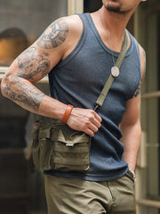 ヴィンテージ リブ編み コットン ノースリーブ タンクトップ