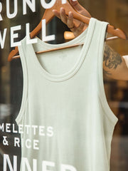 ヴィンテージ リブ編み コットン ノースリーブ タンクトップ