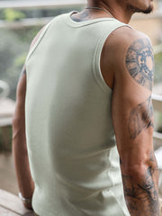 ヴィンテージ リブ編み コットン ノースリーブ タンクトップ