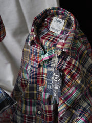 パッチワークチェック長袖シャツ