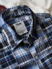 パッチワークチェック長袖シャツ