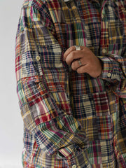 パッチワークチェック長袖シャツ