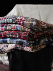 パッチワークチェック長袖シャツ